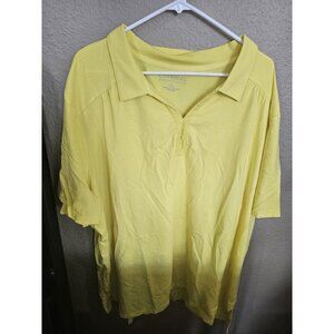 Catherines Suprema Collection Yellow Polo Shirt Women's Size 4XL Short Sleeve